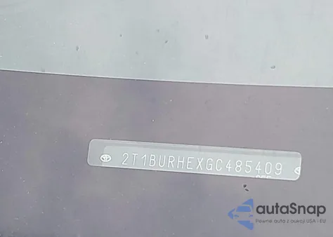 2016 Toyota Corolla S Plus z USA, uszkodzony, nr VIN 2T1BURHEXGC485409